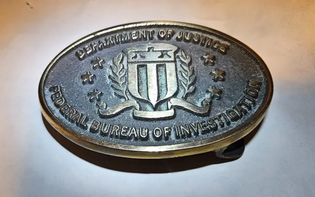 Solid Bronze FBI Belt Buckle made by JELM Enterprises 90% copper. Very rare!