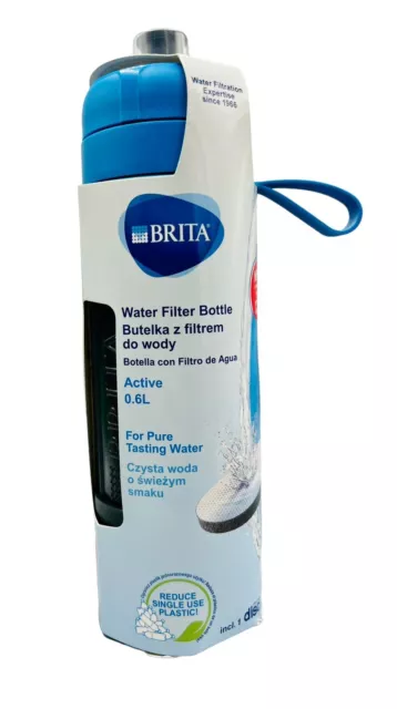 BRITA Fill & Go Active Water Filtration Bottle 0.6L w/ 1 MicroDisc Filter Blue