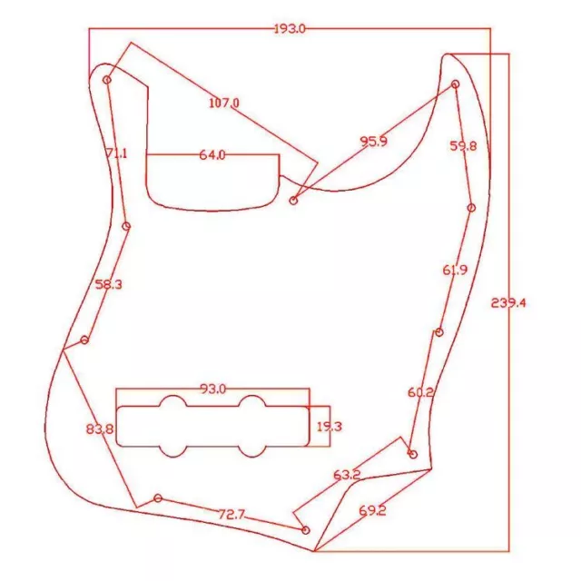 KAISH 4 cordes Jazz Bass Pickguard pour USA Standard Fender J Bass 3