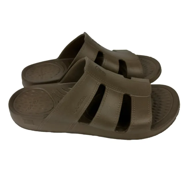 Nuusol Sandals Mens Size 10 Stanley Slide Eclipse Brown Slip On USA Made Rubber
