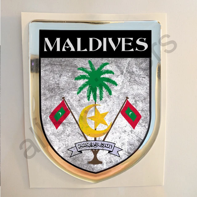 AUFKLEBER MALEDIVEN KFZAUFKLEBER Wappen Emblem Flagge 3D Dreckig Fahne
