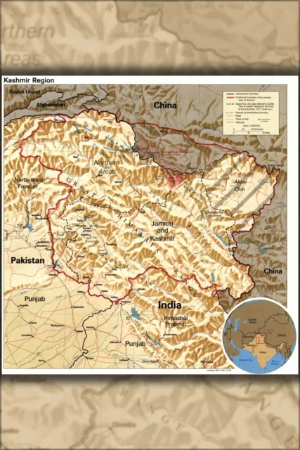 Poster, Many Sizes; Cia Map Of India, Jammu & Kashmir 1990