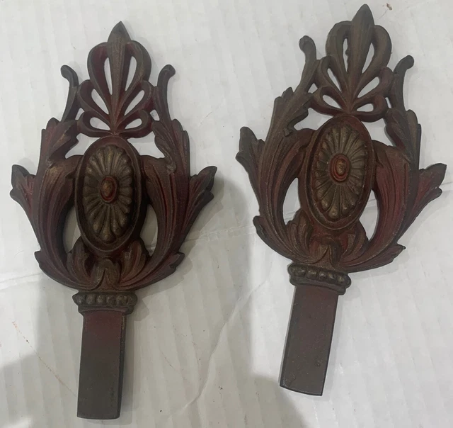 antique vtg 2 cast iron drapery curtain finials