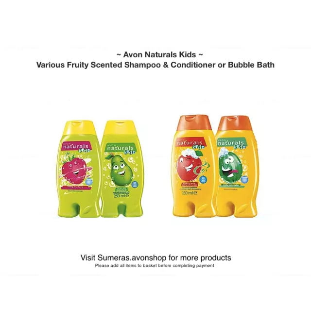 Avon Naturals Kids~Various Fruity Scented Shampoo & Conditioner,Bubble Bath Sale