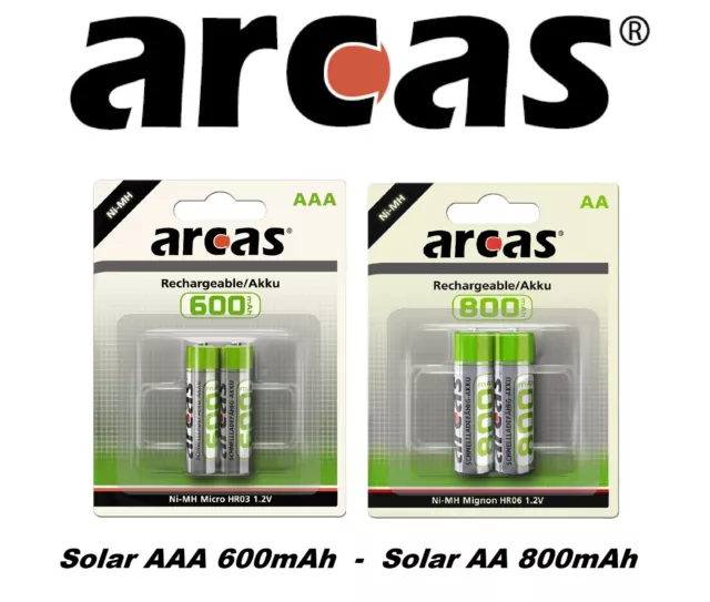 ARCAS Akku Ni-MH Accu Batterien AA 800 Mignon HR06 -  AAA 600 Micro HR03