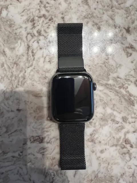 Apple Watch Series 7 45mm Case with Milanese Loop - Graphite Stainless Steel,...