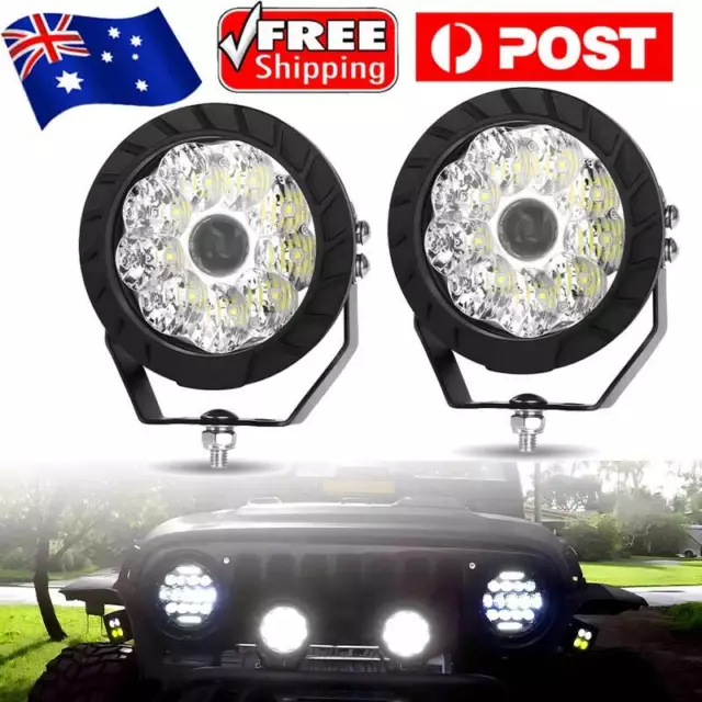 Pair 100W 5inch LED Driving Lights Spot Flood Round Work 4x4 SUV Offroad Truck