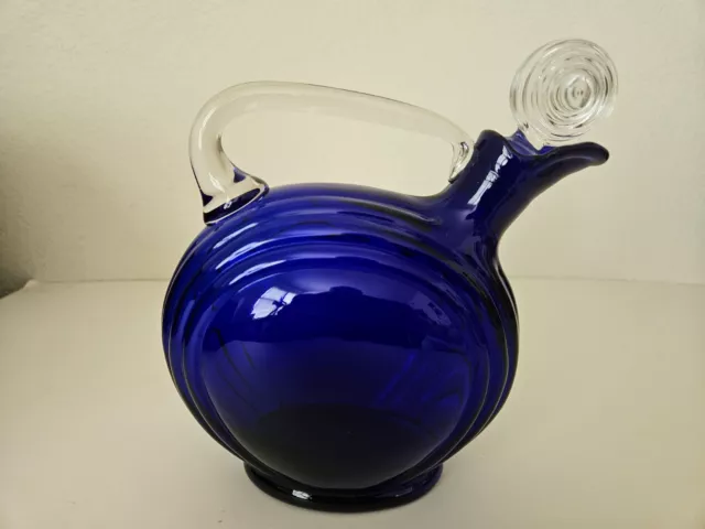 Cambridge Glass Nautilus 28-ounce Decanter Bottle Royal Blue Cobalt 6 1/2-IN VTG
