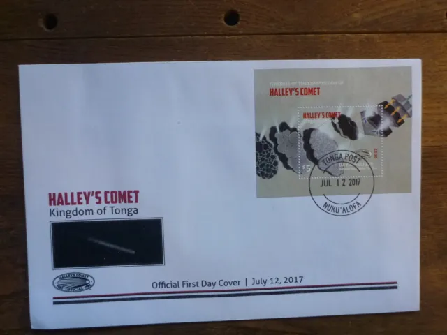 Tonga 2017 Halleys Comet Mini Sheet Fdc First Day Cover