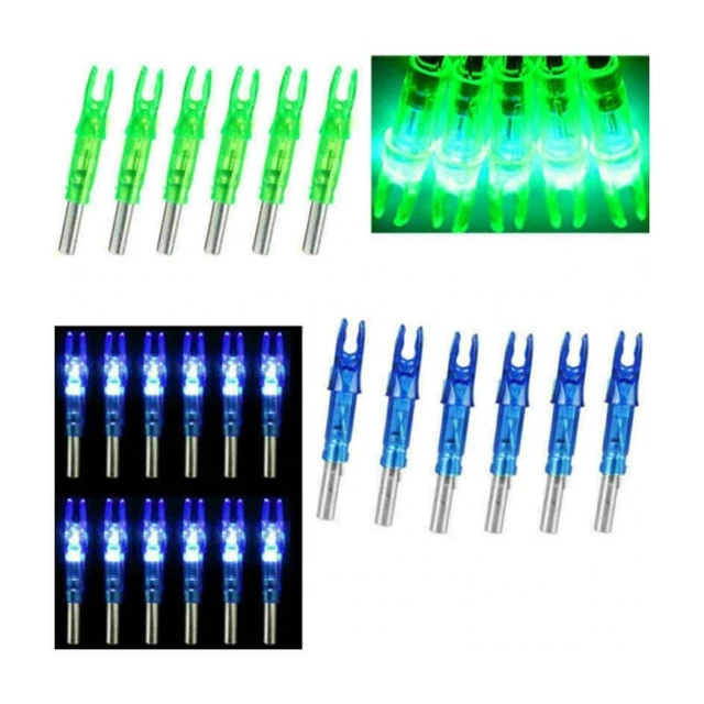 6Pcs Archery LED Lighted Nock Tail 6.2mm For Compound Bow Hunting Arrow Nocks