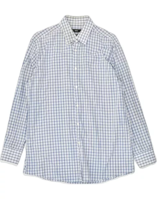 HUGO BOSS Mens Sharp Fit Shirt Medium White Check Cotton NY10