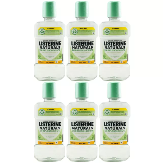 Listerine Enjuague Bucal Naturals Zahnfleisch-Schutz 6 X 600ml Suave Sabor