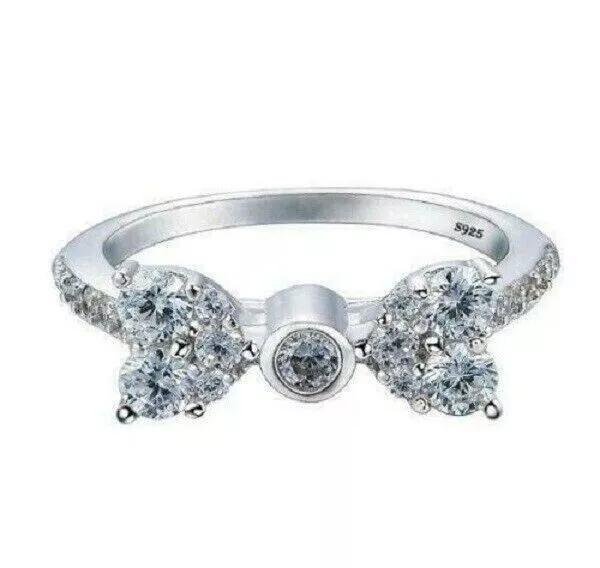 2 Ct Lab-Created Diamond Knot Bow Design Engagement Ring 14K White Gold Plated 2