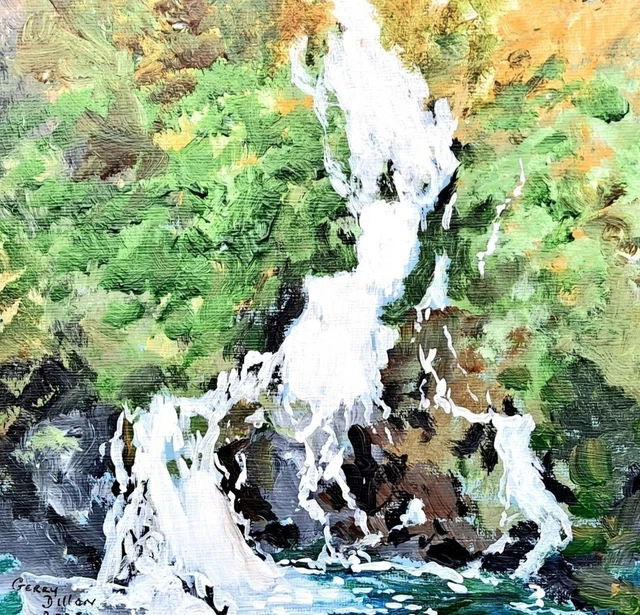 Original Acrylic Painting of TORC  WATERFALL Killarney Ireland by Gerry Dillon