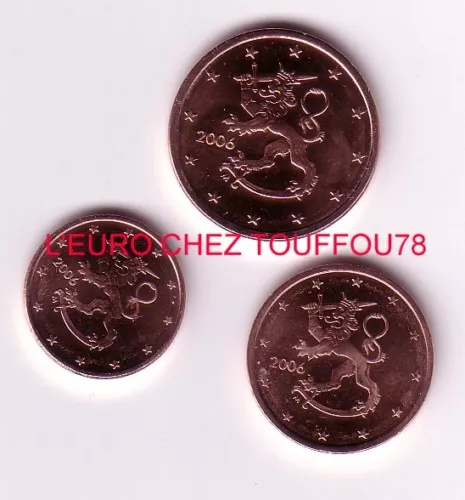 Pièces de 1,2,5cts euros de Finlande 2006.