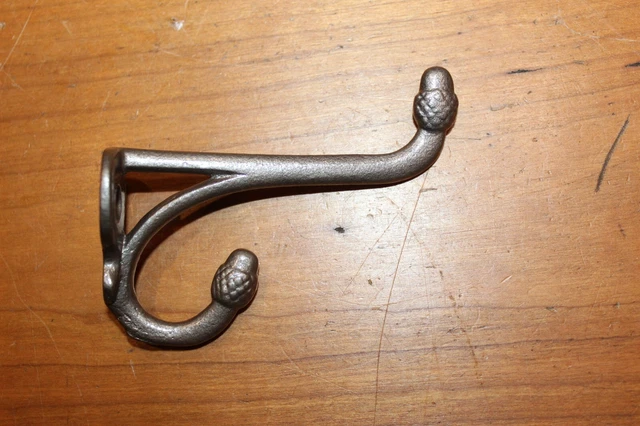 Antique Acorn Tipped Vintage Decorative Coat Hat Closet Cast Iron Hook A-35