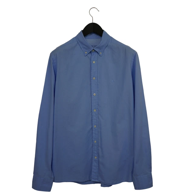 Chemise Homme Hackett London - Taille L - Bleu Uni Coupe Slim - Coton - Occasion TB
