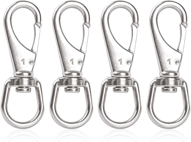 Stainless Steel Swivel Eye Snap Hook - Rotating Spring Loaded Heavy Duty Metal C