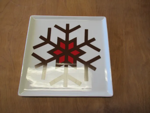 Food Network BROWN SNOWFLAKE SQUARE Salad Plate 8 3/4" 1 ea   18 available