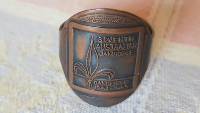 Vintage Boy Scouts Woggle, Copper 7th Australian Jamboree Dandenong 1964-1965