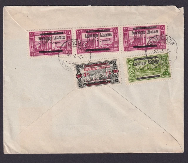 Libanon Brief MIF mit Aufdruckmarken Beyrouth nach Cronenfeld Rheinland 1928