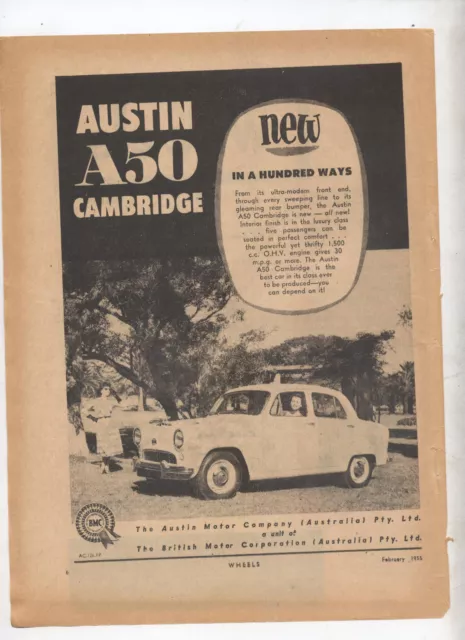 Austin A50 Cambridge Original Advertisement removed from a Magazine BMC