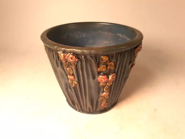 Weller Art Pottery Vase, Blue Drapery, 1920s, 6.5" Diameter, 5"t