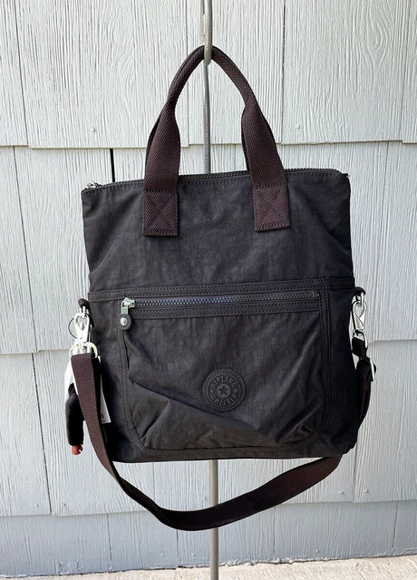 NWT Kipling Black Tonal Eleva Nylon Crossbody Shoulderbag Tote with Monkey