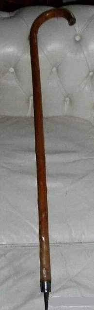ANCIENNE CANNE BÂTON de marche en bois manche tête de chat nautique en... EUR 57,95 - FR