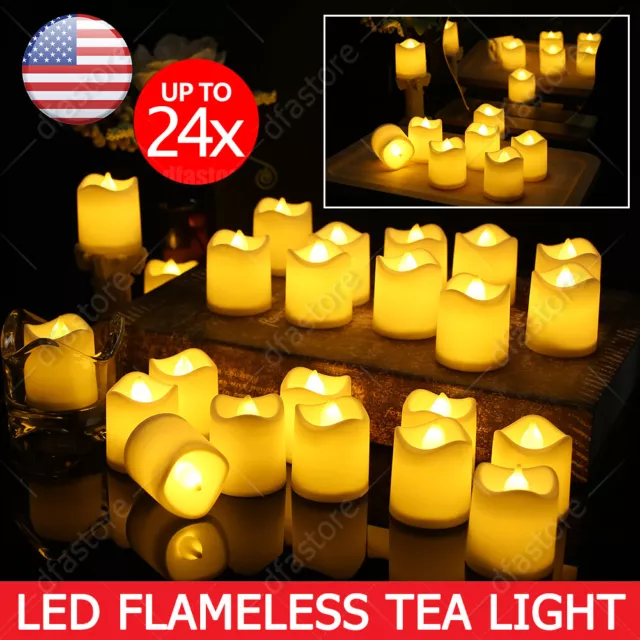 24PCS Flameless Votive Candles Battery Operated Flickering LED Tea Light Decor