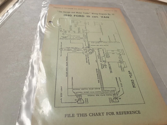 1940 FORD 10CWT Van Original Wiring Diagram EUR 2,71 - PicClick FR