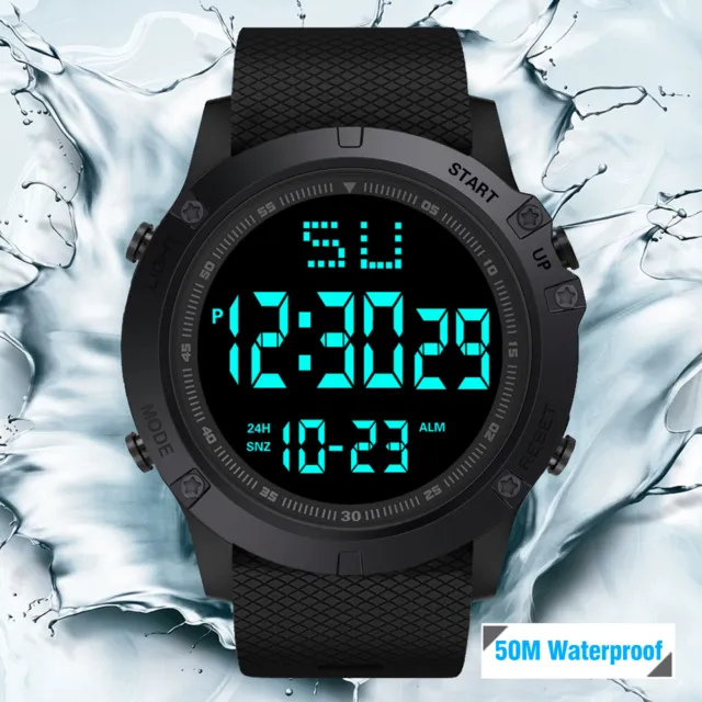 Men Waterproof Digital Sports Watch Military Tactical LED Backlight Wristwatch