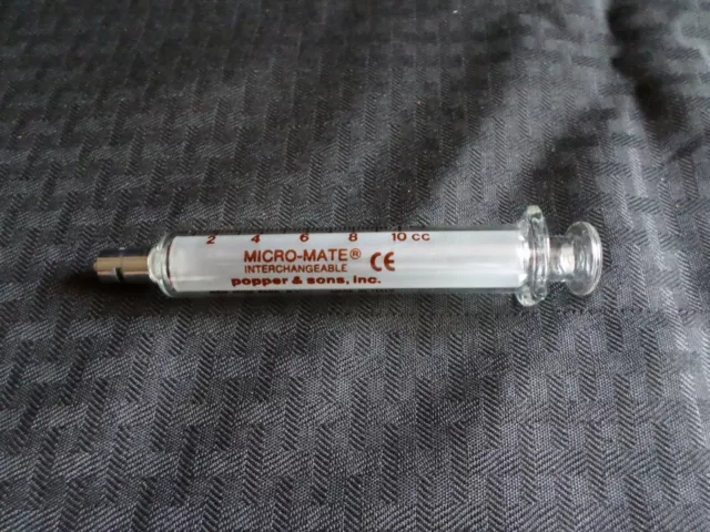 Popper & Sons 10cc Perfektum Micro-Mate Glass Syringe w/ Luer Lock 14-825-3A 2