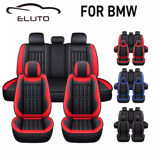 5 Seaters 3 Color PU Leather Car Seat Covers Full Set Cushion Protecter For BMW