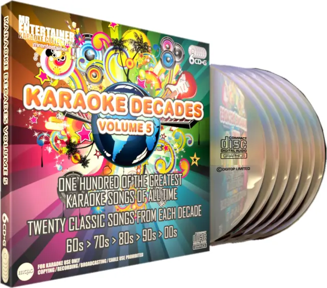 Mr Entertainer Karaoke Decades Vol. 5 - 100 Song 6 Disc CD+G/CDG Set