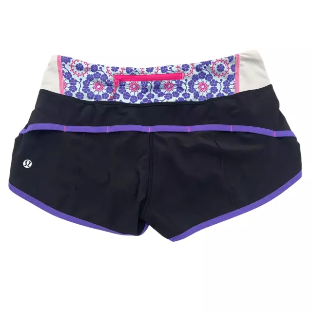 Lululemon Speed Short Black Power Purple Quilt Women's Size 4