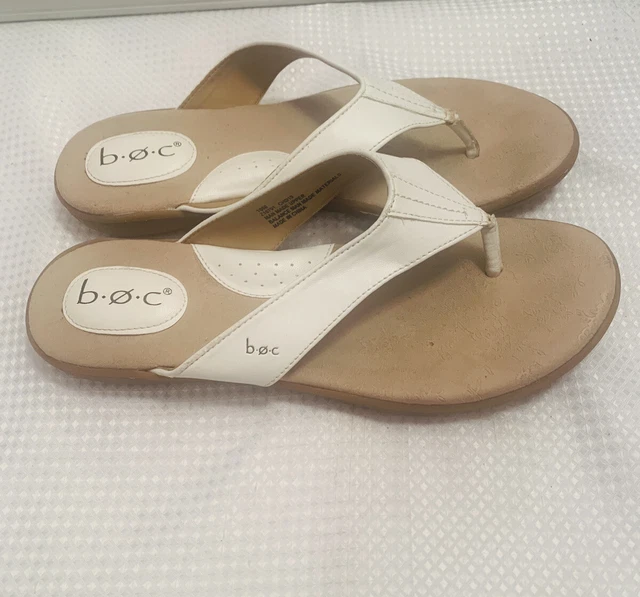 BOC Born Concept  White Women's Thong Sandal Shoes Flip Flops Size 10 M