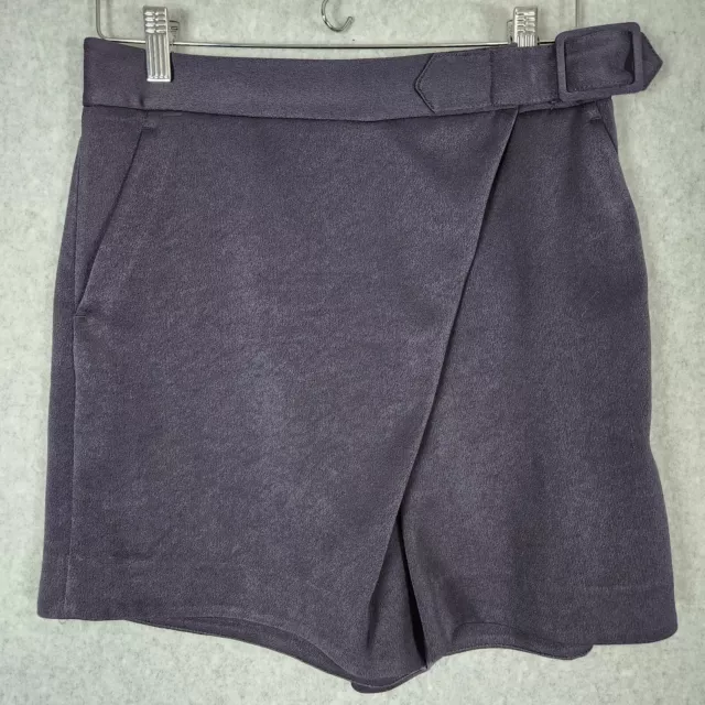 3.1 Phillip Lim Indigo Satin High Waist Dress Shorts with Buckle Size 6   #0565