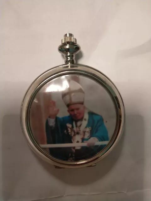 Orologio Da Tasca Con Immagine Papa Wojtyla, Al Quarzo