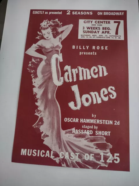 Depliant Musical From Broadway to New York  City Center '40 Carmen Jones