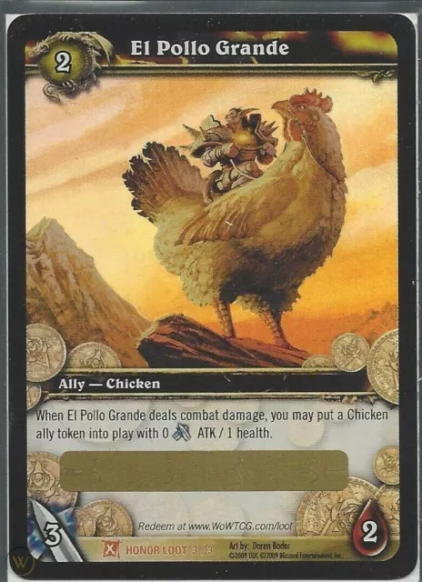 Unscratched World of Warcraft El Pollo Grande Rooster Chicken Loot Card