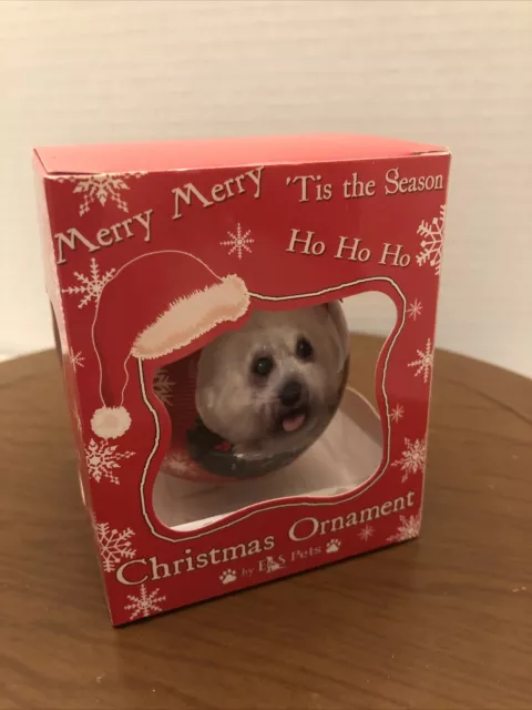 E & S Pet Bichon Christmas/Holiday Dog Ornament Shatter Proof Ball-free sh