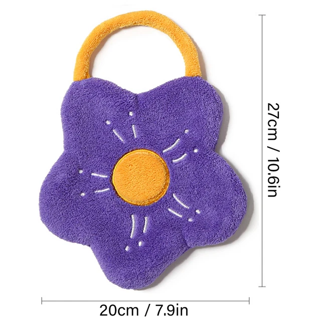 (Purple)Towel Comfortable Double Layer Coral Fleece Portable Lanyard Hand Towel