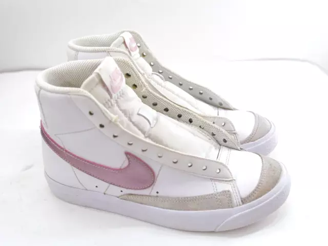Nike Youth Blazer Mid-Top '77 GS Leather DA4086-105, Pink/White 4.5Y - No Lace