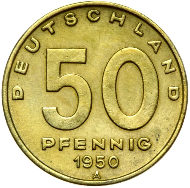 DDR - Münze - 50 Pfennig 1950 A - Fabrik - Münzstätte Berlin