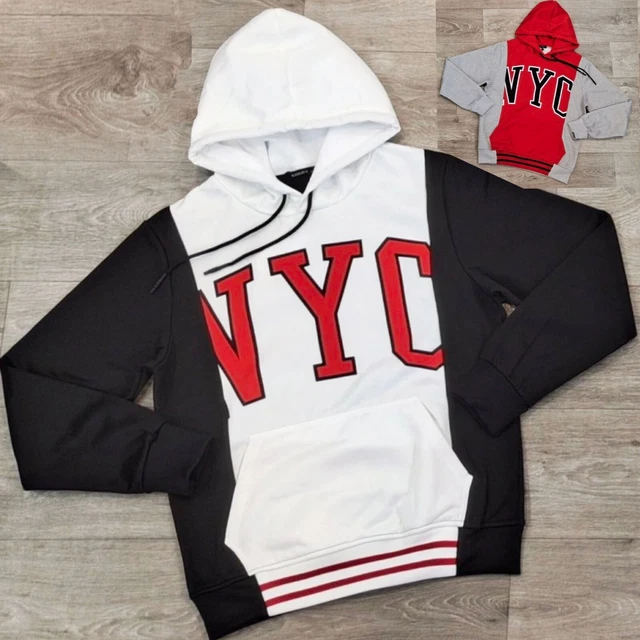 Felpa uomo  NYC con cappuccio maglia tuta sportiva tasche Interno Felpato new