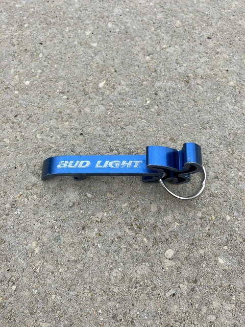 Vintage Bud Light Aluminum Bottle Opener Key Chain Ring ( Pre Owned )