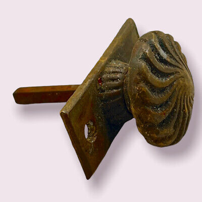 Antique Victorian Swirl Heavy Cast Bronze Door Turn Lock Knob Thumb