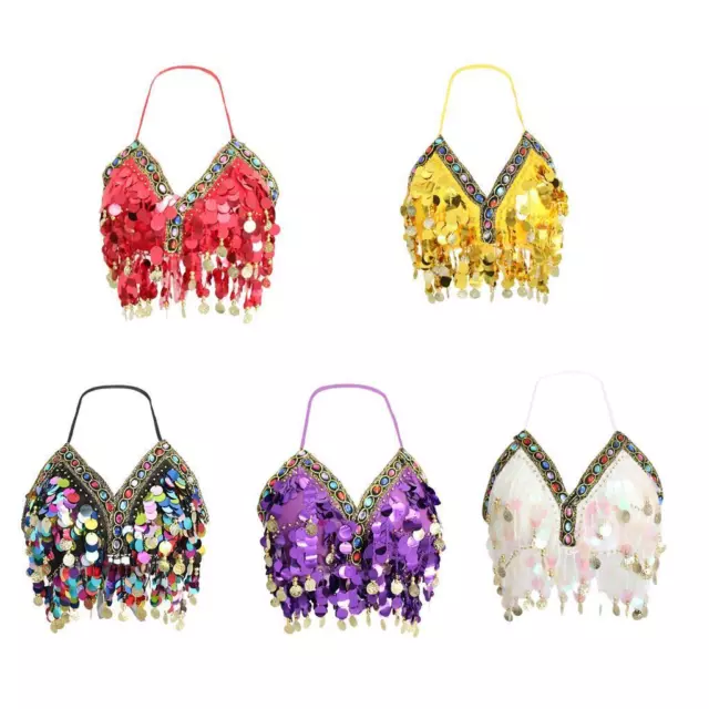Costume de danse du ventre pour femmes, soutien-gorge à paillettes et perles,