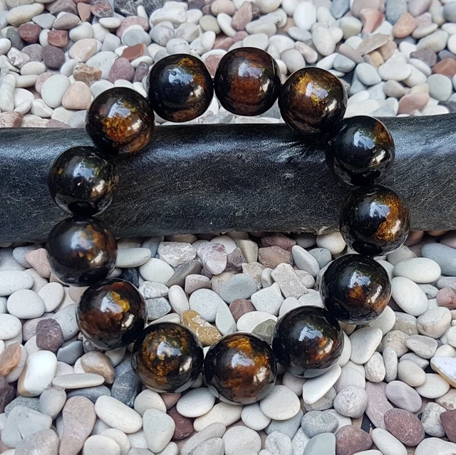 Pulsera de sauce marino dorado genuino de 18 mm 13 cuentas #06